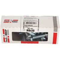 Болт с шестигранной головкой, оцинкованный М8х30, DIN 933 в коробке - 30шт от Tech-Krep 105209