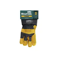 Комбинированные спилковые перчатки KRAFTOOL Combi, защита от мех. воздействий, с доп. накладкой на ладони, размер 10 (XL), 11310-XL