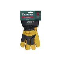 Комбинированные кожаные перчатки KRAFTOOL Panzer, защита от мех. воздействий, размер 10 (XL), 11320-XL