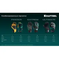 Профессиональные комбинированные перчатки для тяжелых мех. работ KRAFTOOL Panzer, виброзащита, размер 9 (L), 11298-L