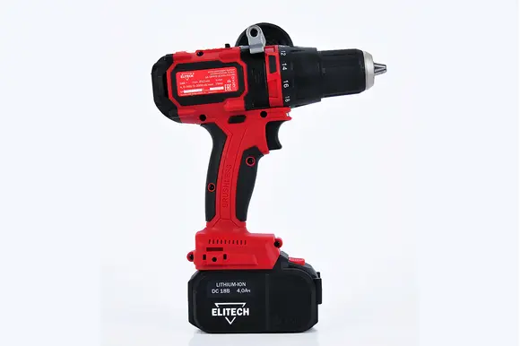 Бесщеточная ударная дрель-шуруповерт Elitech ДА 18УБЛ2, 2 АКБ (4,0 Ач), 191609