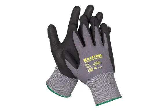Эластичные перчатки KRAFTOOL Expert со вспененным нитриловым покрытием для точных работ, размер 8 (M), 11285-M