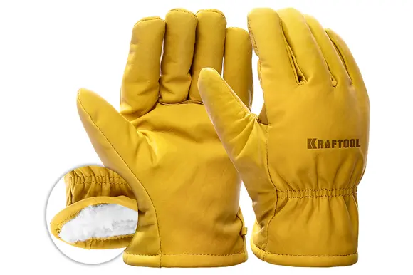 Утеплённые кожаные перчатки KRAFTOOL Extrem Winter, защита от мех. воздействий, размер 10 (XL), 1137-XL