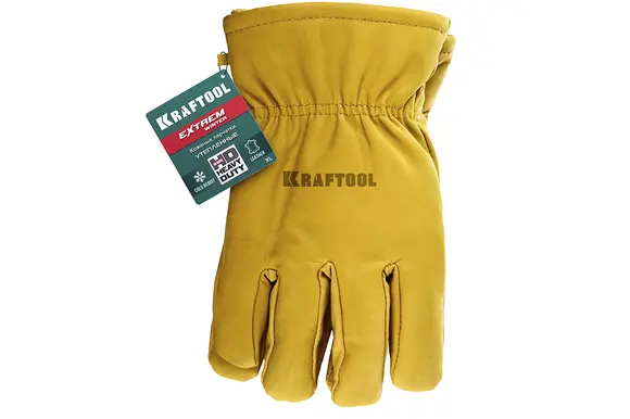 Утеплённые кожаные перчатки KRAFTOOL Extrem Winter, защита от мех. воздействий, размер 10 (XL), 1137-XL