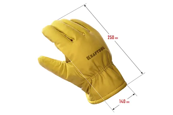 Утеплённые кожаные перчатки KRAFTOOL Extrem Winter, защита от мех. воздействий, размер 10 (XL), 1137-XL