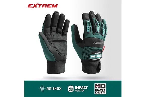 Профессиональные комбинированные перчатки KRAFTOOL Extrem, антивибрационные с резиновыми накладками, размер 9 (L), 11287-L