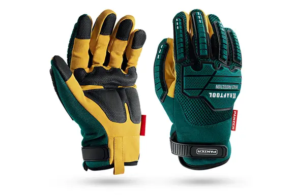 Профессиональные комбинированные перчатки для тяжелых мех. работ KRAFTOOL Panzer, виброзащита, размер 9 (L), 11298-L