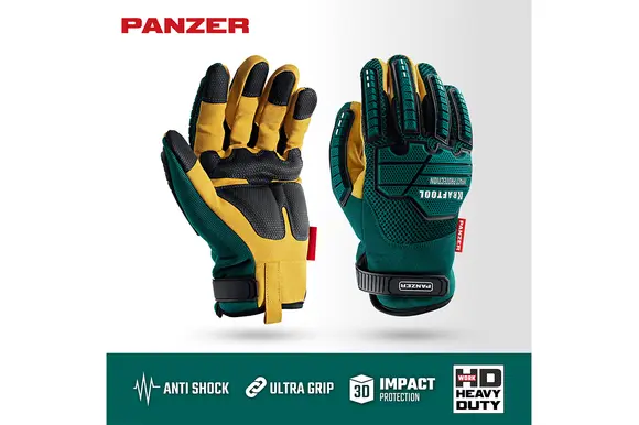 Профессиональные комбинированные перчатки для тяжелых мех. работ KRAFTOOL Panzer, виброзащита, размер 10 (XL), 11298-XL
