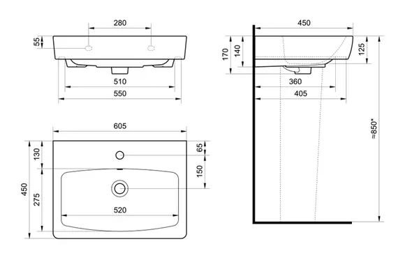 Раковина Santek Нео 60 отверстие под смеситель 1WH302186