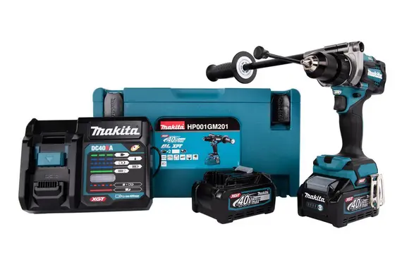 Ударная дрель-шуруповерт Makita HP001GD201, 2 АКБ (2,5 Ач) и ЗУ, в кейсе, 2500 об/мин, 39000 уд/мин