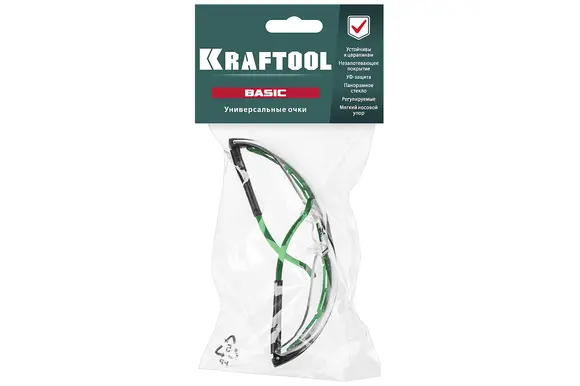 Защитные очки KRAFTOOL Basic открытого типа, прозрачные, 110317