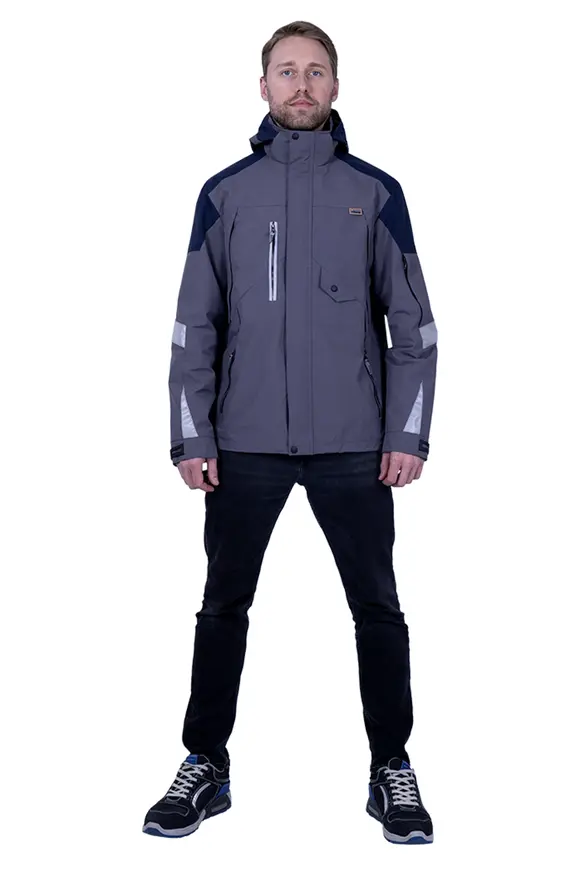 Летняя рабочая куртка-штормовка РЕСПЕКТ, цвет серый-т/синий, Iform, размер 104-108, 158-164, Кур 703