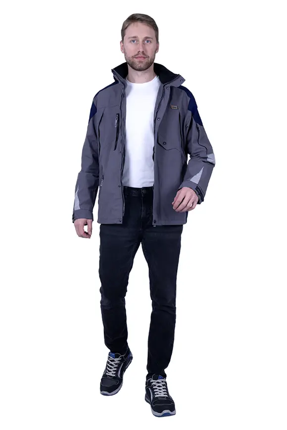 Летняя рабочая куртка-штормовка РЕСПЕКТ, цвет серый-т/синий, Iform, размер 96-100, 182-188, Кур 703