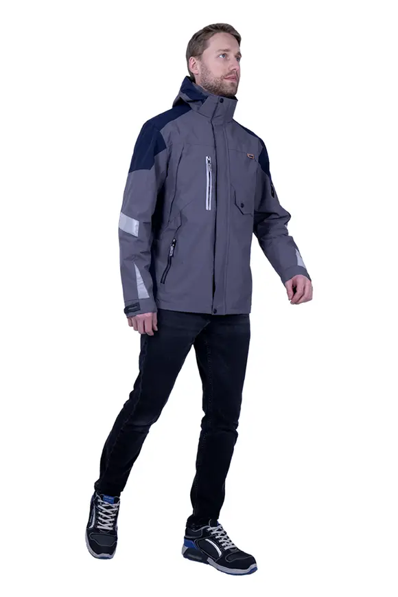 Летняя рабочая куртка-штормовка РЕСПЕКТ, цвет серый-т/синий, Iform, размер 88-92, 158-164, Кур 703