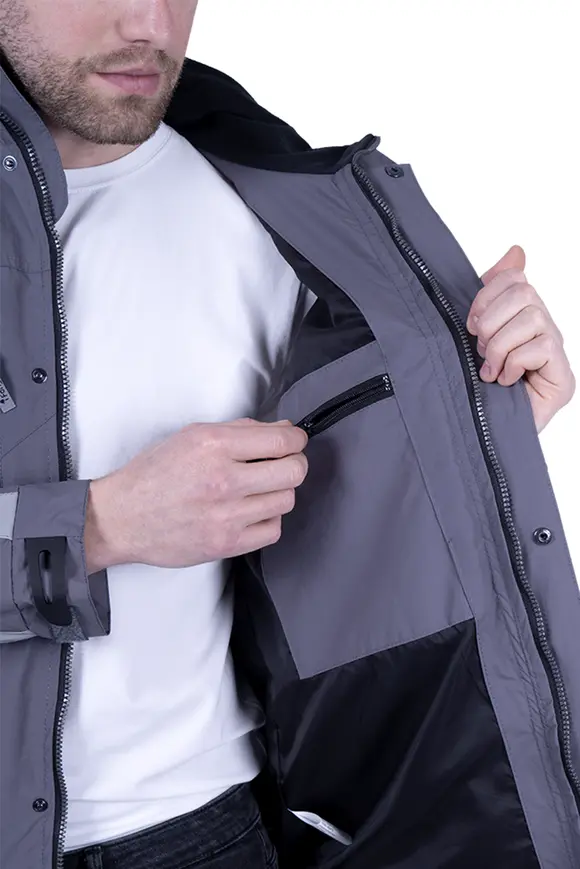 Летняя рабочая куртка-штормовка РЕСПЕКТ, цвет серый-т/синий, Iform, размер 120-124, 170-176, Кур 703