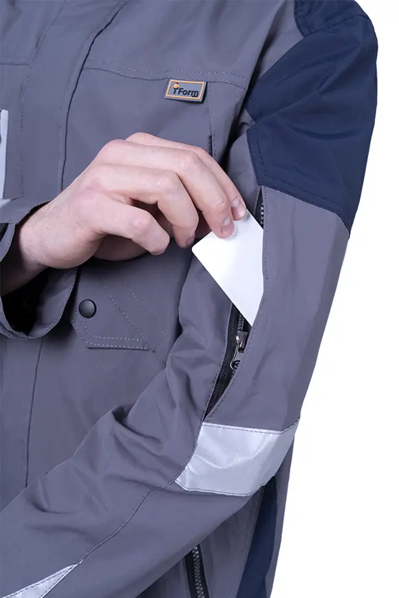 Летняя рабочая куртка-штормовка РЕСПЕКТ, цвет серый-т/синий, Iform, размер 112-116, 158-164, Кур 703