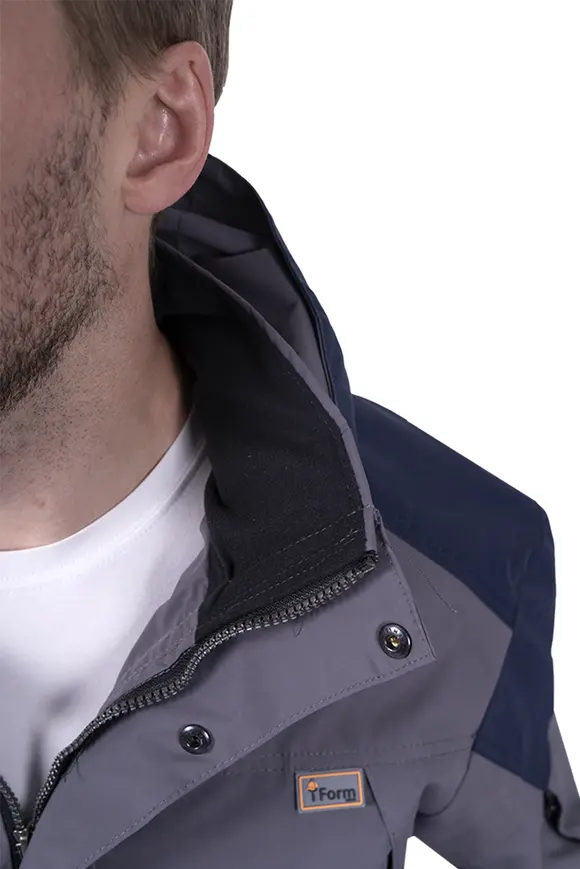 Летняя рабочая куртка-штормовка РЕСПЕКТ, цвет серый-т/синий, Iform, размер 96-100, 170-176, Кур 703